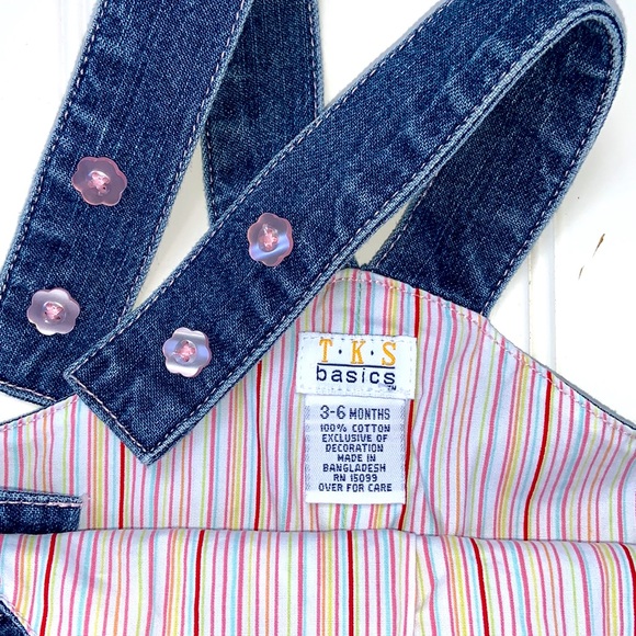 TKS Embroidered Denim Bib Overall Jean Shorts 3-6M - Picture 10 of 11